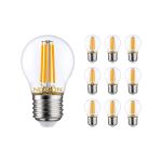Multipack 10x Noxion Lucent LED E27 Ball Filament Clear 4.5W 470lm - 827 Extra Warm White | Replaces 40W